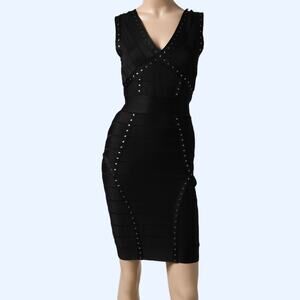 FRENCH CONNECTION Black Studded Bandage Bodycon Dress